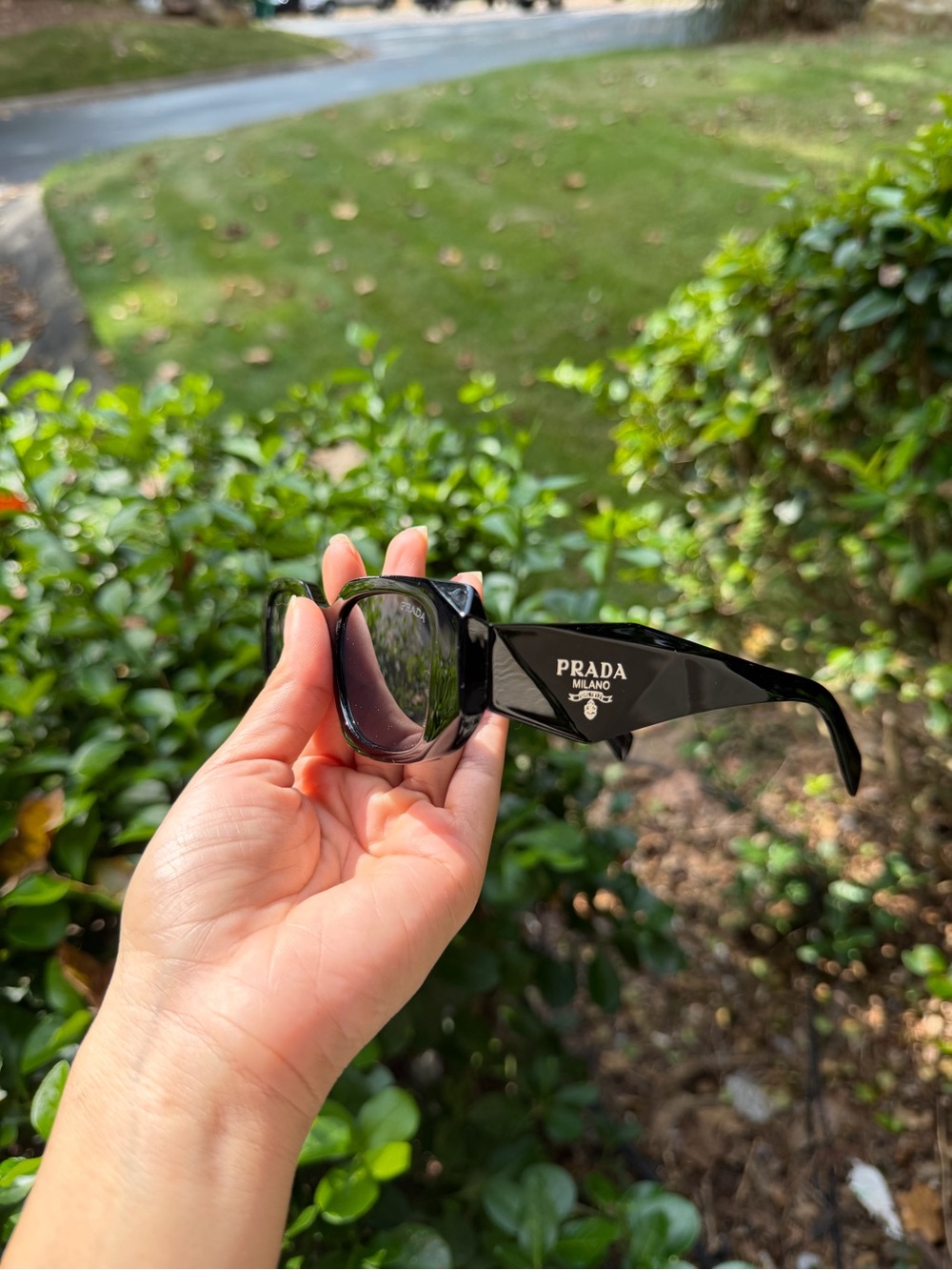Prada Black and Silver Men’s Sunglasses – PRADA Milano Logo Temples